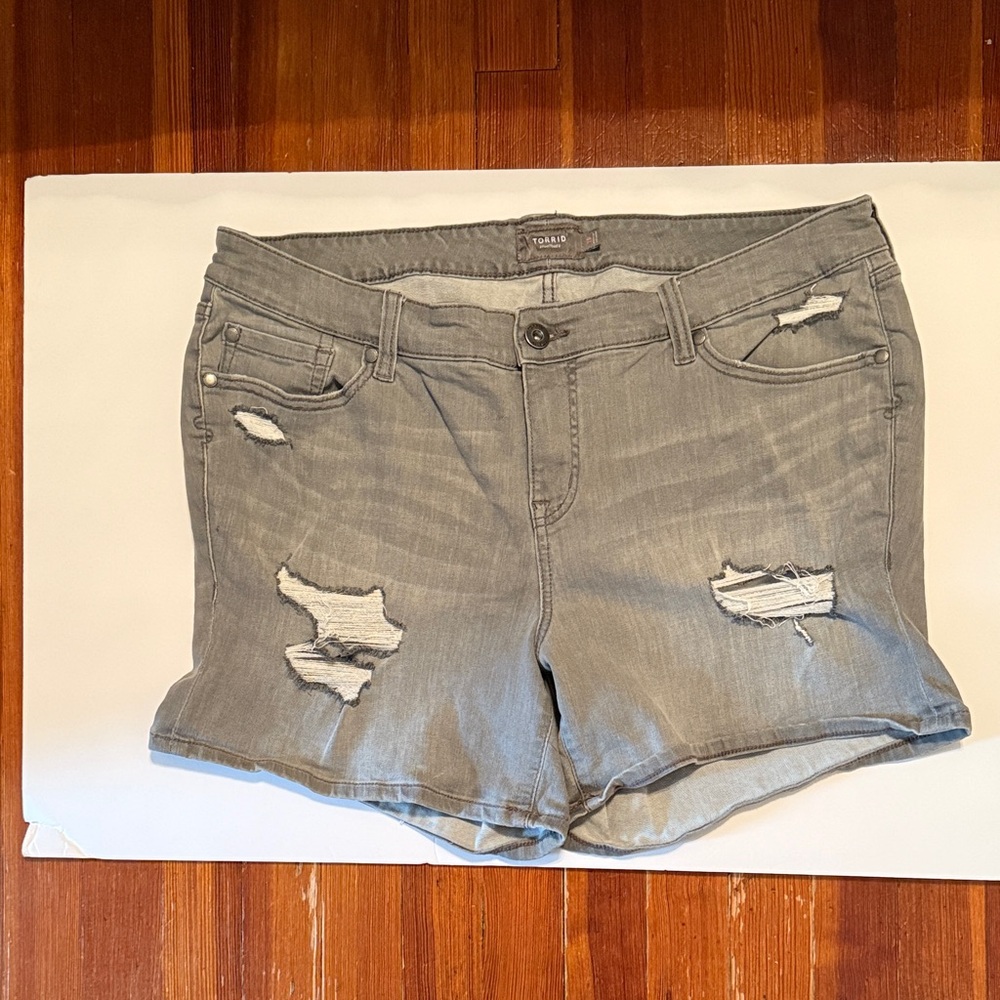 Torrid Ripped Gray Jean Shorts